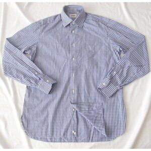 Lorenzini‎ Gingham Italy Shirt Men Oxford Cotton Preppy Casual Sz 15-38 (M42)